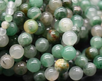 Natural African Green Chalcedony Semi-precious Gemstone Round Beads - 4mm, 6mm, 8mm, 10mm sizes - 15" strand