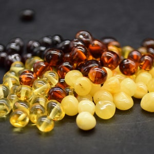 Baltic Amber Nugget Baroque style Beads - 30 loose Amber Beads - 4mm - 7mm - Cherry / Cognac / Honey / Lemon / Milk Colour
