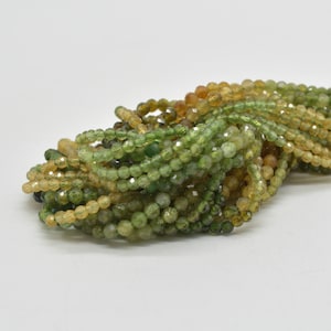 Yellow Green Tourmaline Gemstone FACETED Round Beads - 2.5mm, 3mm, 3.5mm - 15" strand - Mixed Shades