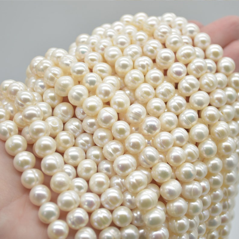 Grade B Freshwater Near Round Pearl Beads 8mm 9mm 14 strand image 3