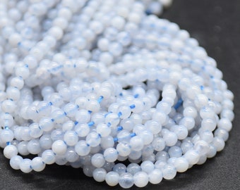 2mm Blue Lace Agate Round Beads | 15" Strand | Natural Gemstone Beads for Jewellery Making