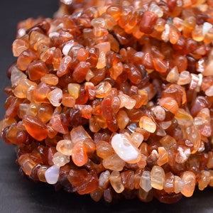 Orange Carnelian Agate Gemstone Chips Nuggets Beads - 5mm - 8mm - 32&quot; Strand