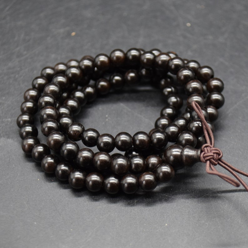 Black Sandalwood Round Wood Beads - 108 Mala Prayer Beads - 4mm, 6mm, 8mm, 10mm 8mm (108 beads)