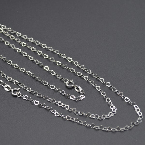 925 Sterling Silver Necklace Chain - 18 inch Flat Heart Chain - Made in Thailand