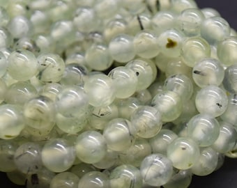 Prehnite Gemstone Round Beads - 8mm - Large Hole (2mm) Gemstone Round Beads for Jewellery Making - 15" strand