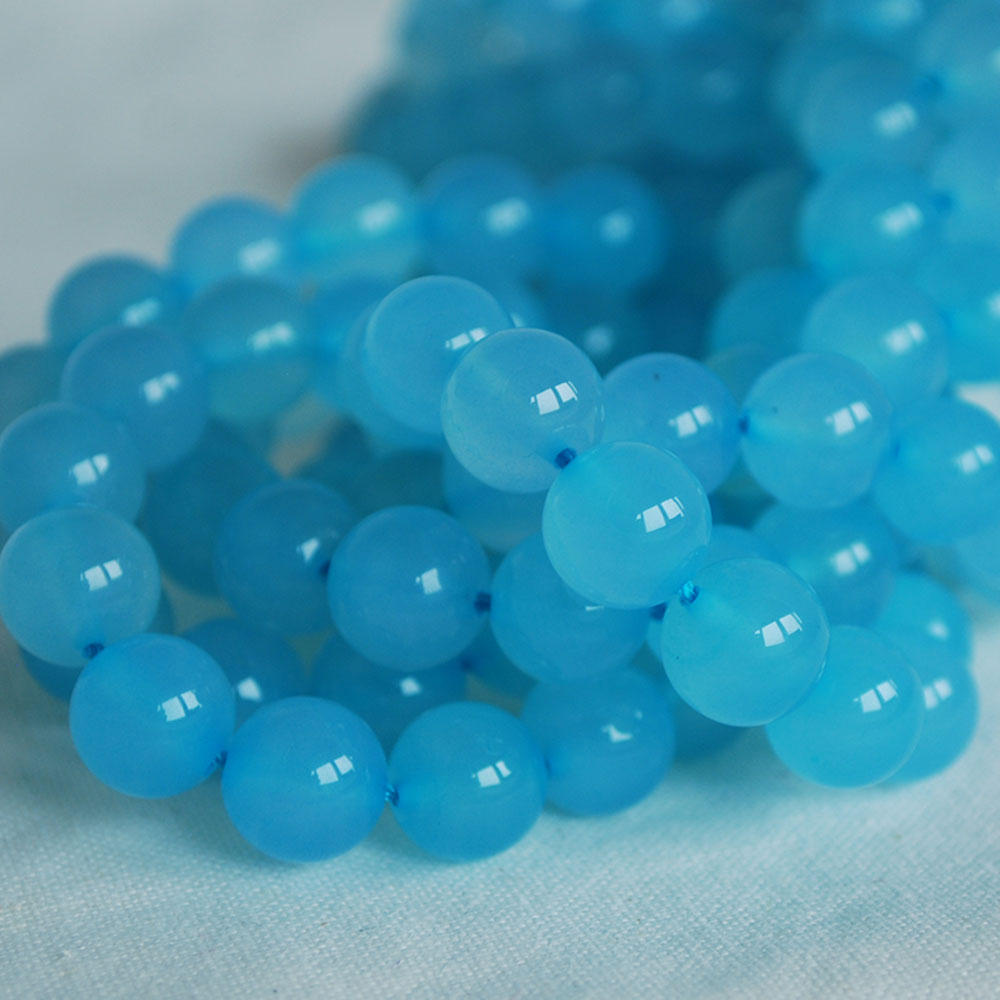 Gemstone Bead Strands Round Sea Blue Jade Beads, 4mm 6mm 8mm 10mm