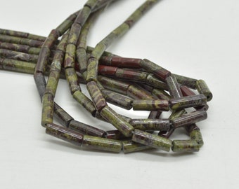 Dragon Blood Jasper Gemstone Round Tube Beads - 13mm x 4mm - 15" strand