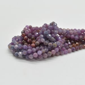 4mm Ruby Mixed Shades Gemstone FACETED Round Beads - 15&quot; strand | Semi-precious Gemstone Beads for Jewellery Making