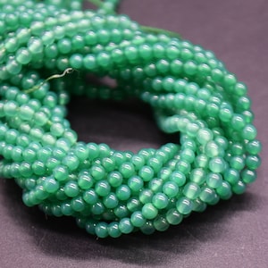 2mm Green Agate Round Beads | 15&quot; Strand | Gemstone Beads for Jewellery Making
