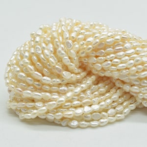 Freshwater Baroque Seed Nugget Keshi Pearl Beads - Off White - 3mm - 4mm - 13" strand