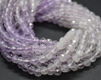 Lavender Amethyst Gemstone FACETED Round Beads - 4mm - Mixed Colours -  14" Strand | Semi-precious Gemstone Beads for Jewellery Making