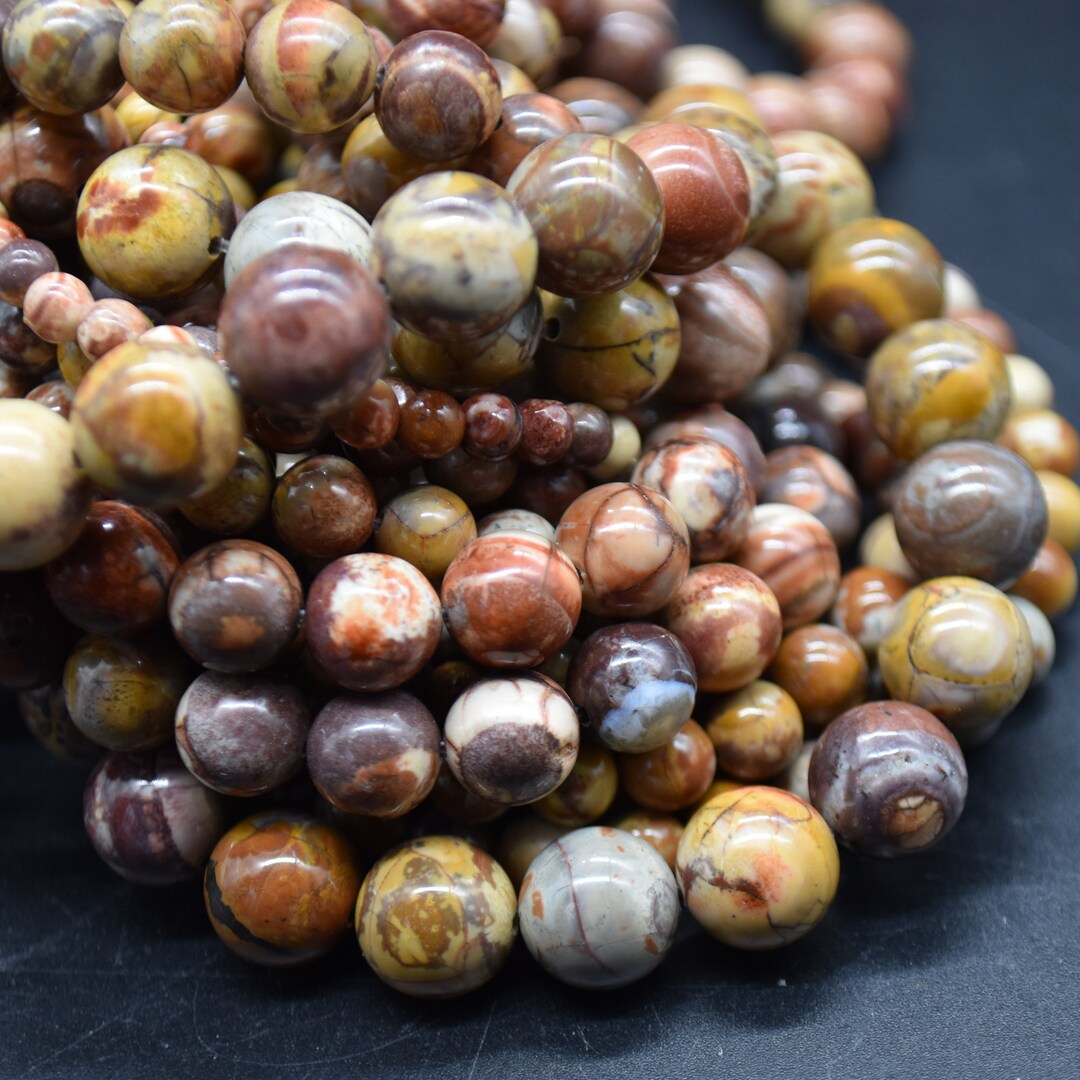 Round Pink Rhyolite Birdseye Rhyolite Round Beads - 4mm, 6mm, 8mm, 10mm Sizes - 14