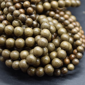 Dark Green Phoebe Silk Zhennan Round Wood Beads - 108 Mala Prayer Beads - 6mm, 8mm