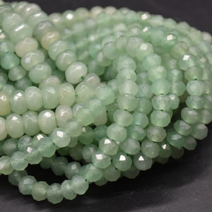 Green Aventurine Gemstone FACETED Rondelle Spacer Beads - 6mm, 8mm sizes - 15&quot; strand