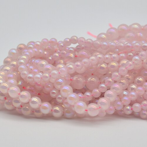 57 Beads 6mm Round Natural Pink Rose Quartz Semi Precious Gemstone Beads 