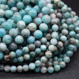 Natural Black Amazonite Round Beads – 6mm & 8mm, 15" Strand | Semi-Precious Gemstone Beads for Jewellery Making - Jewellery Making Supplies image 1