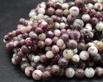 Pink Plum Tourmaline Round Beads - 6mm, 8mm, 10mm Sizes - 14" Strand - Natural Gemstone Beads for Jewellery Making | Crystal Beads