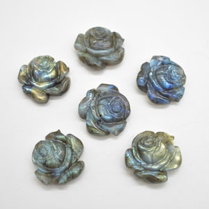 Labradorite Rose Flower Gemstone Pendant - Length 3cm