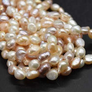 Freshwater Pearl Beads - Baroque Nugget Pearls - Mixed Pink White Purple - 8mm - 9mm - 14&quot; strand - For Jewellery Making