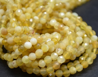 Yellow Opal Gemstone FACETED Round Beads - 2mm 3mm 4mm 6mm sizes - 15" strand | Gemstone Beads for Jewellery Making
