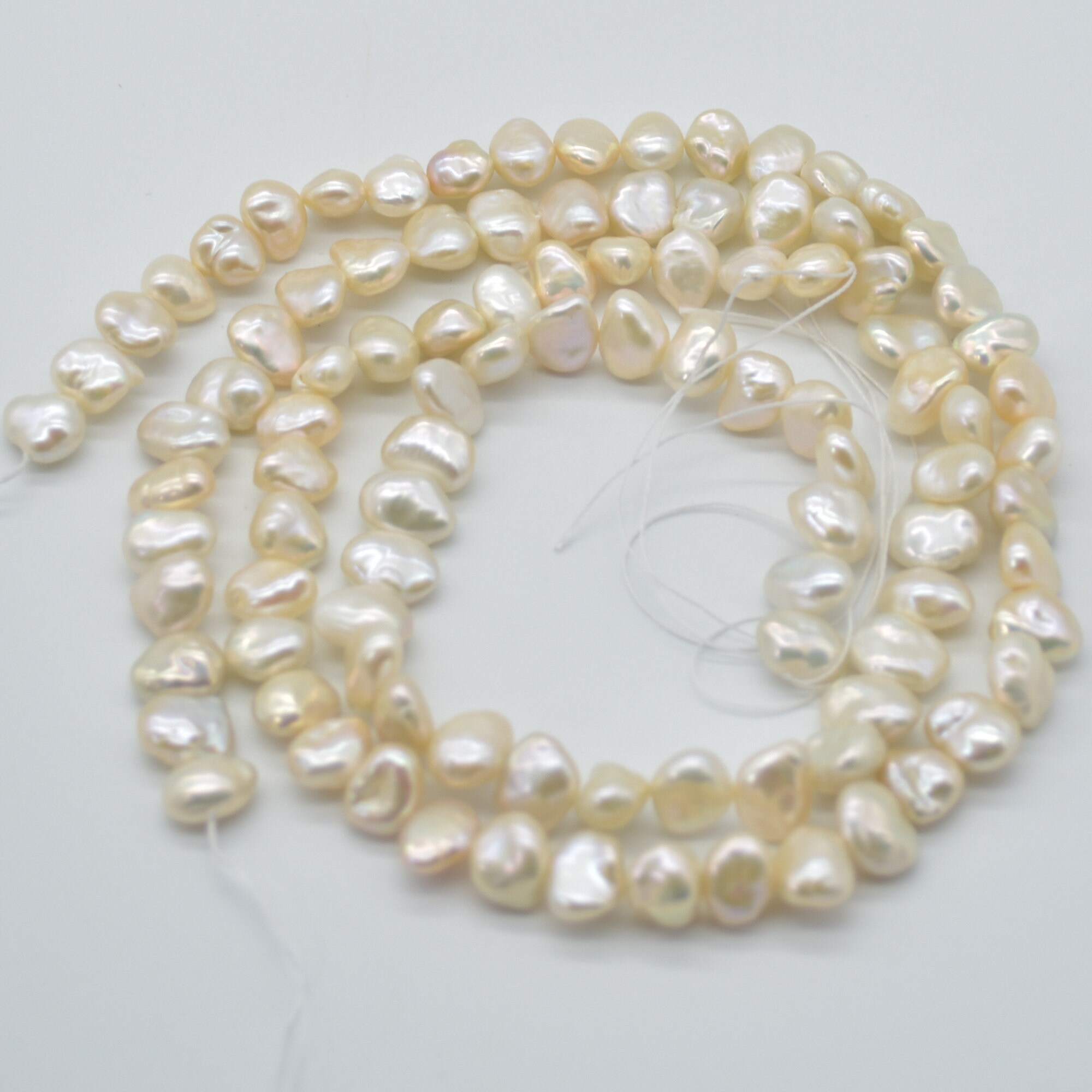7-8mm Natural White Purple Akoya Cultured Pearl Loose Beads 15" Strand Pink 