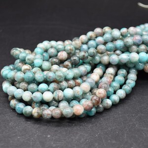Natural Black Amazonite Round Beads – 6mm & 8mm, 15" Strand | Semi-Precious Gemstone Beads for Jewellery Making - Jewellery Making Supplies Approx 6mm