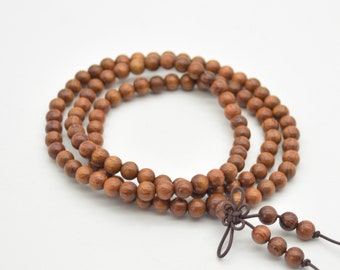 Red Sandalwood Willow Round Wood Beads - 108 Mala Prayer Beads - 6mm & 8mm