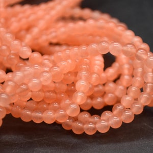 ピーチオレンジ翡翠（染色）宝石ラウンドビーズ - 4 mm - 14インチストランド - ジュエリー製作用品 | クリスタルビーズ