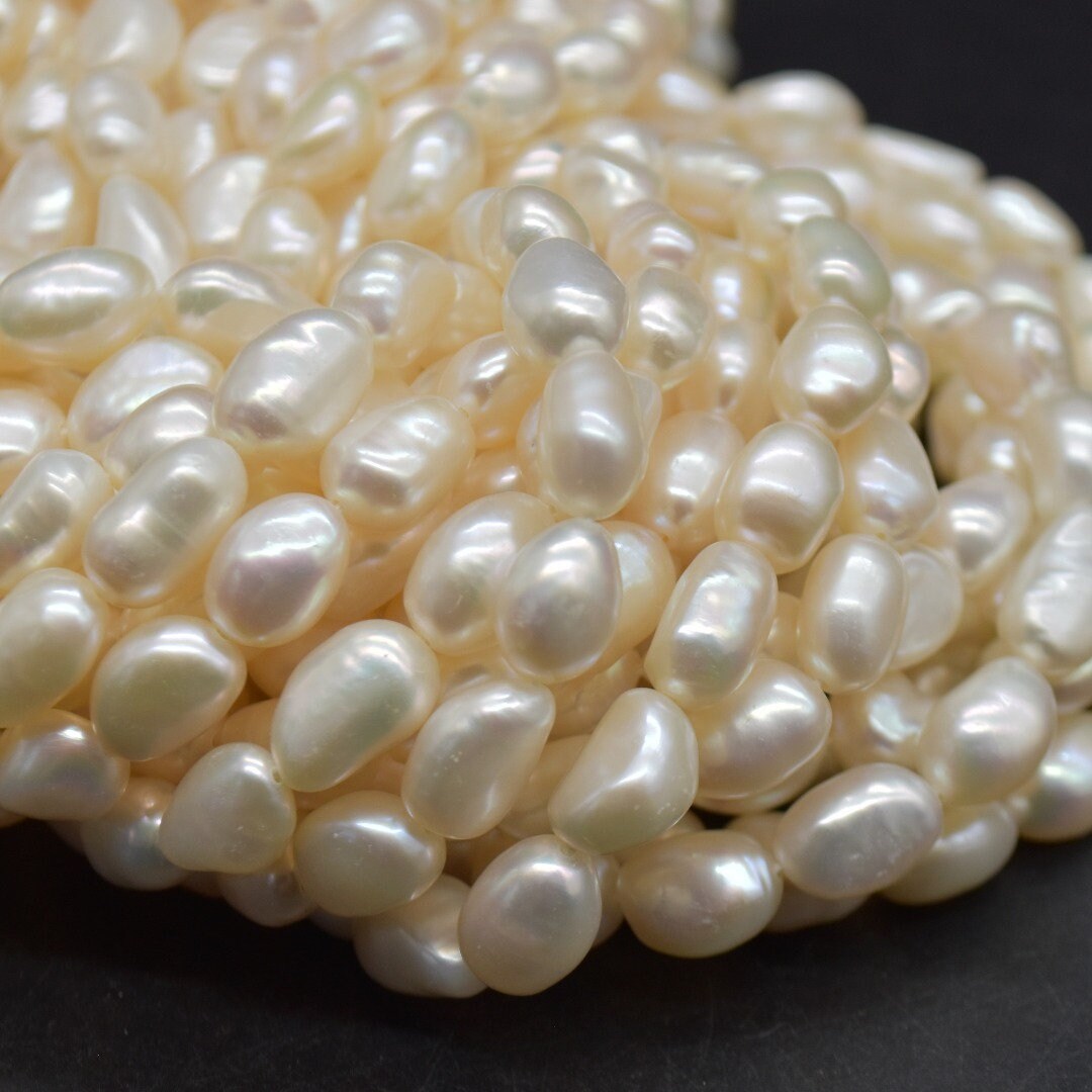 Lot De 7 Perles De Culture D'eau Douce Baroques Cerclées Or - Blanc Rosé 10x12mm - Création Bijoux