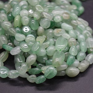 Green Aventurine Gemstone Tumblestone Nugget Pebble Beads - 5mm - 8mm - 15&quot; strand
