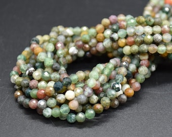 3mm Indian Agate Gemstone FACETED Round Beads - 15" Strand