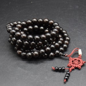 Black Sandalwood Round Wood Beads - 108 Mala Prayer Beads - 4mm, 6mm, 8mm, 10mm 10mm (108 beads)