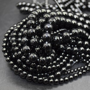 Black Agate Onyx Round Beads - 4mm, 6mm, 8mm, 10mm sizes - 14" Strand - Gemstone Beads for Jewellery Making | Crystal Beads for DIY Craft