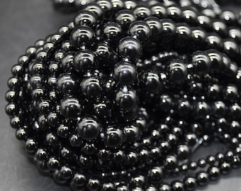 Black Agate Onyx Round Beads - 4mm, 6mm, 8mm, 10mm sizes - 14" Strand - Gemstone Beads for Jewellery Making | Crystal Beads for DIY Craft