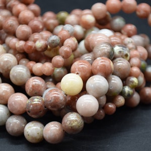 Red Plum Blossom Jasper Round Beads - 4mm, 6mm, 8mm, 10mm sizes - 14&quot; Strand - Natural Gemstone Beads for Jewellery Making | Crystal Beads