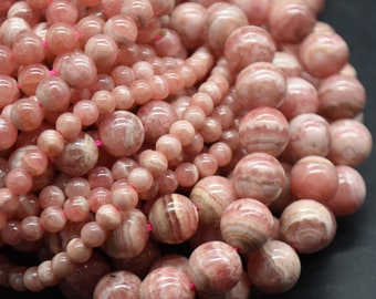 Perline rotonde di rodocrosite - dimensioni 4 mm, 6 mm, 8 mm, 10 mm - Filo da 15" - Pietra preziosa semipreziosa naturale