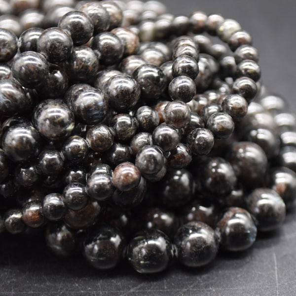 Astrophyllite Round Beads - 6mm, 8mm, 10mm sizes - 15" Strand - Natural Semi-precious Gemstone