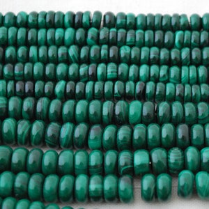 Malachite Gemstone Rondelle Spacer Beads 4mm, 6mm, 8mm sizes 15 strand image 2
