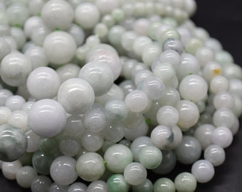 Jadeite Jade (aqua green) Round Beads - 4mm, 6mm, 8mm, 10mm sizes - 15" Strand - Natural Semi-precious Gemstone