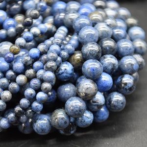 Ronde dumortierietkralen - 4 mm, 6 mm, 8 mm, 10 mm maten - 14" streng - natuurlijke edelsteenkralen voor het maken van sieraden | Kristalkralen