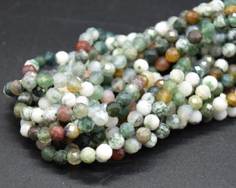 4mm Indian Agate Gemstone FACETED Round Beads - 15" Strand | Semi-precious Gemstone Beads for Jewellery Making