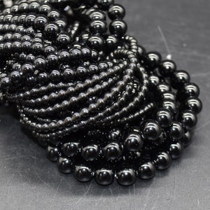 Black Obsidian Round Beads - 4mm, 6mm, 8mm, 10mm sizes - 14" Strand - Natural Gemstone Beads for Jewellery Making | Crystal Beads