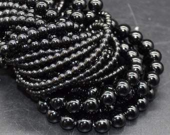 Black Obsidian Round Beads - 4mm, 6mm, 8mm, 10mm sizes - 14" Strand - Natural Gemstone Beads for Jewellery Making | Crystal Beads