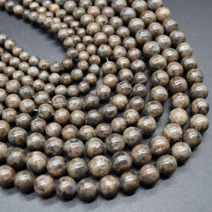 Chocolate Brown Labradorite Round Beads - 4mm, 6mm, 8mm, 10mm sizes - 14&quot; Strand - Natural Gemstone Beads for Jewellery Making