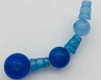 Mixed Blue Agate  Guru Mala Beads Set - 8mm, 10mm 12mm sizes - 1 or 5 count