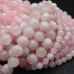 Madagascar Rose Quartz Round Beads - 4mm, 6mm, 8mm, 10mm sizes - 15" Strand - Natural Semi-precious Gemstone
