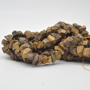 Raw Tiger Eye Gemstone Nugget Beads - 8mm - 10mm x 12mm - 15mm - 15&quot; strand