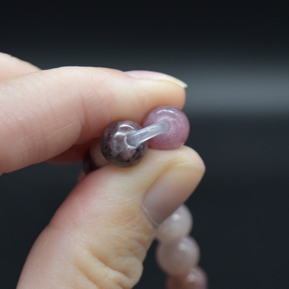 Perline Sciolte Rotonde Di Lepidolite Tanzaniana Naturale Di Grado - Foto 14