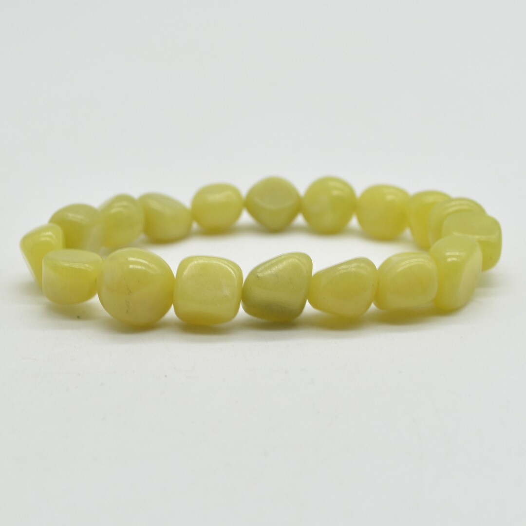 Natural Butter Jade Semiprecious Gemstone Pebble Nugget Beads Bracelet / Sample Strand 9mm 13mm