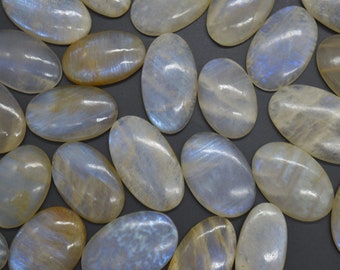 Rainbow Moonstone Gemstone Cabochon - 1 Count - Large Oval Cabochon - 2 Weight Options